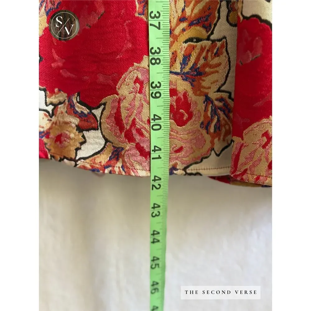 Rachel Antonoff Anthropologie Red Rose Midi Floral Dress Size 0 Petite - Picture 9 of 12